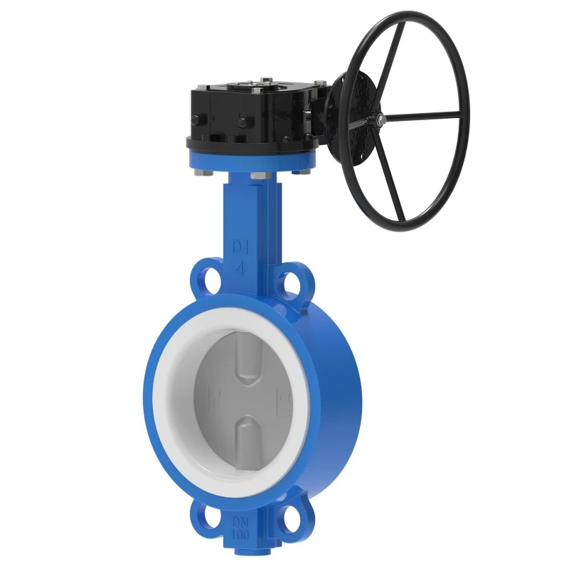 गियर वेफर PTFE लाइन बटरफ्लाइ भल्भ