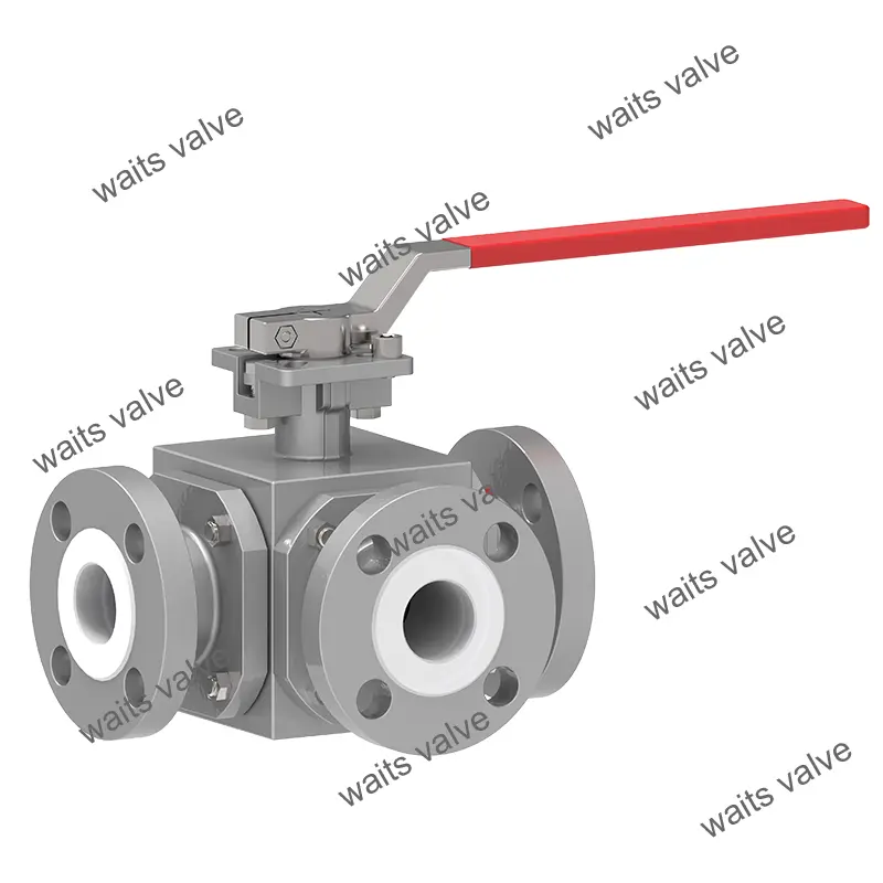 Ptfe Lined Three Way Ball Valve
